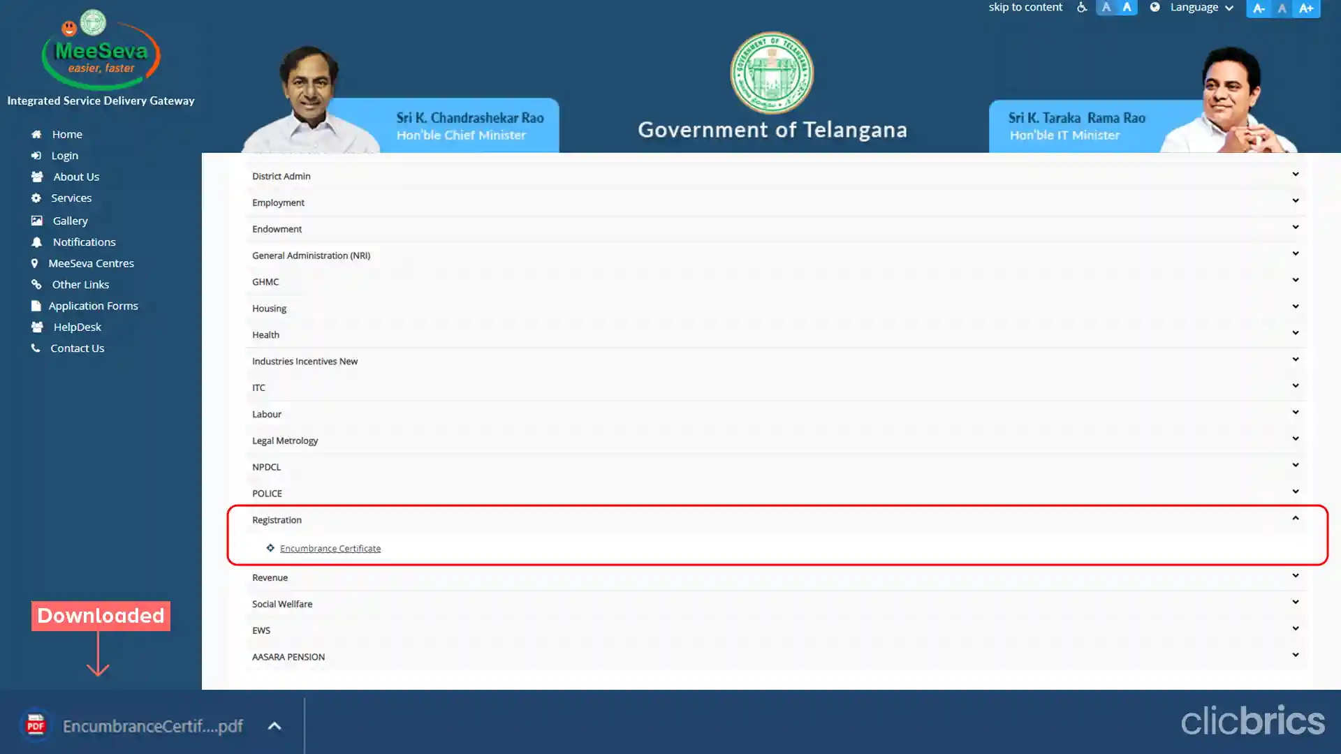 EC Telangana Registration Steps To Apply, Search Encumbrance Certificate